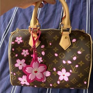 Louis Vuitton Brown and Pink Floral Satchel